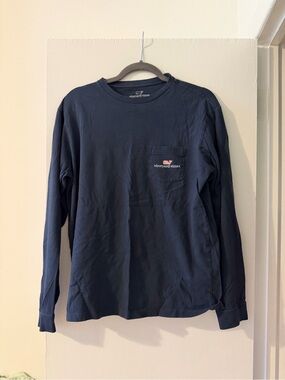 Vineyard Vines Navy Long-Sleeve Pocket Tee